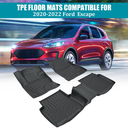 Car Floor Mats For 2020-2022 Ford Escape All-Weather TPE Rubber Cargo Liners