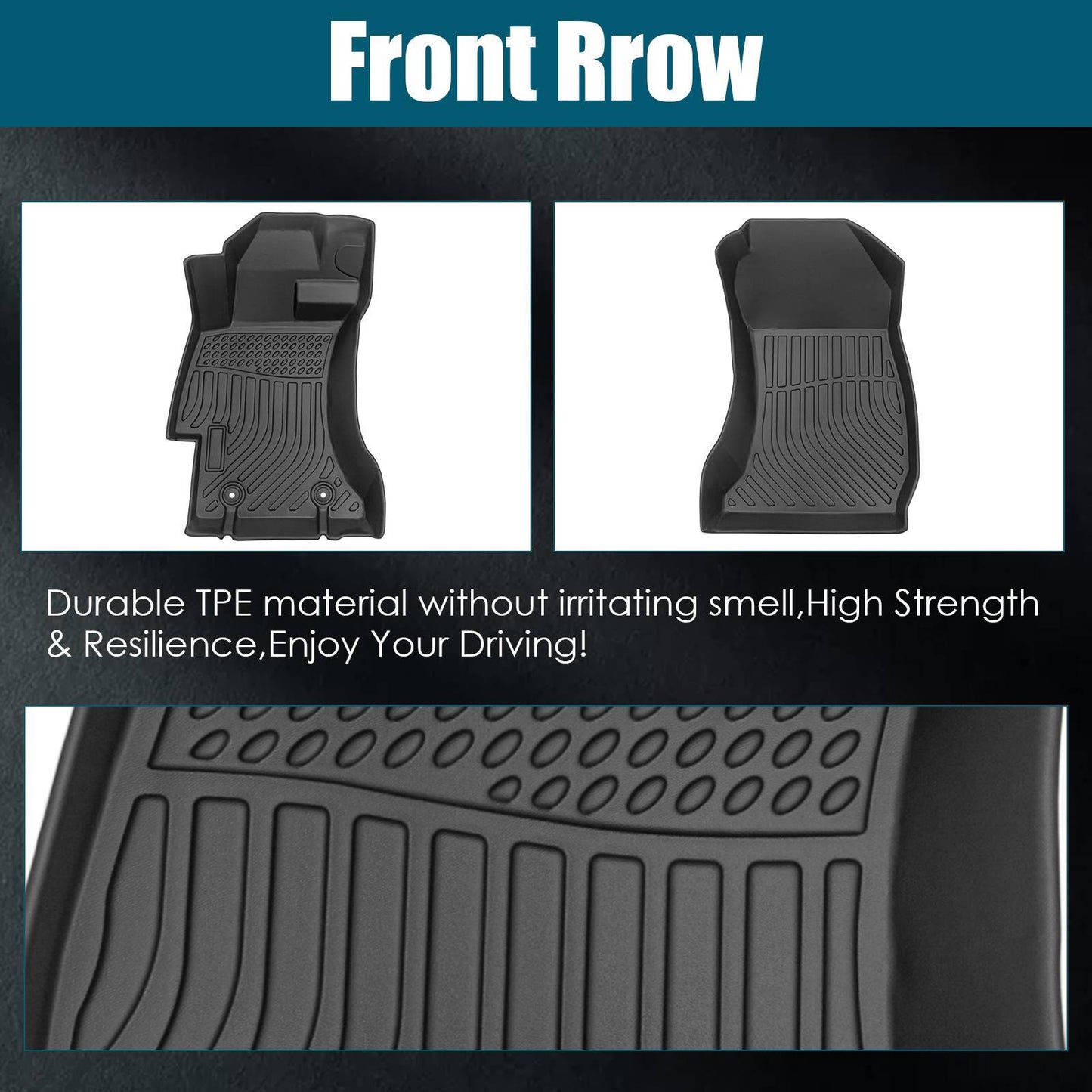 Car Floor Mats For 2013-2017 Crosstrek XV Black All-Weather TPE Rubber